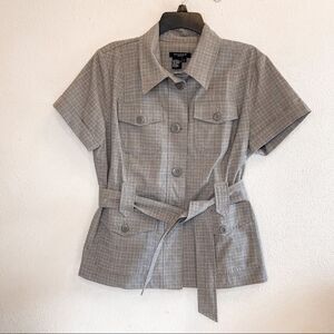 Sandro Plaid Belted Safari Jacket Size L